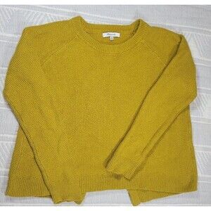 Madewell Texture & Thread Knit Sweater – Mustard Yellow, Size S (Style G6851)‎